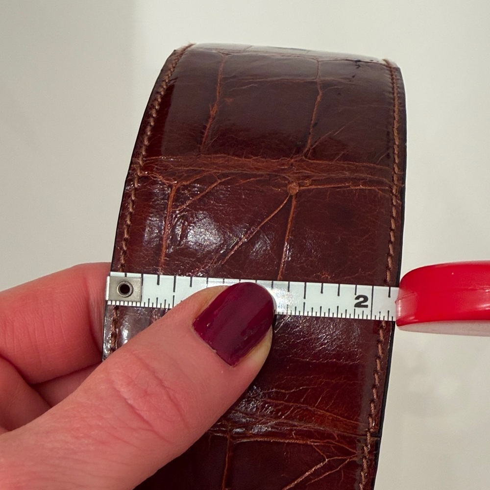 Loewe cognac alligator wide belt with gold finish buckle - Picture 8 of 9